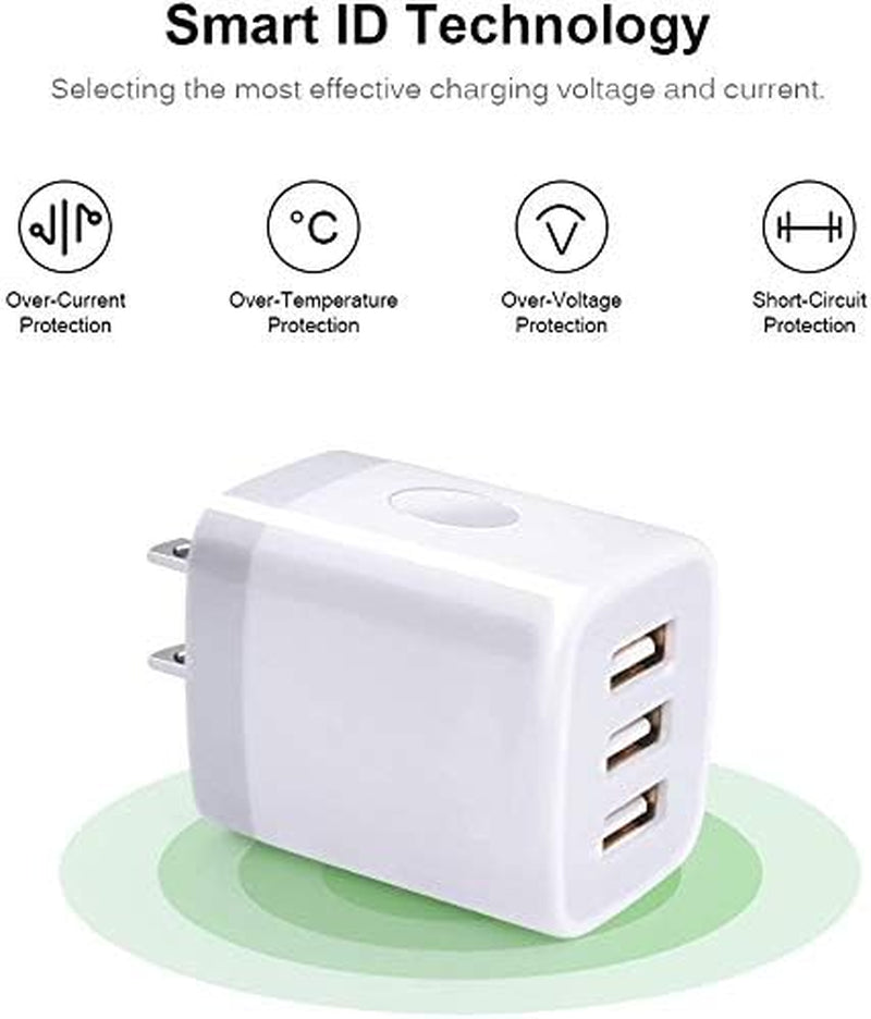 USB Charging Plug, Wall Charger Adapter,  3Pack Universal Travel 3.1A 3Muti Port Fast Charging Block Compatible with Iphone 17 16 15 14 13 SE 12Pro,Samsung Galaxy S26 S25 S24 S23 Ultra, Google