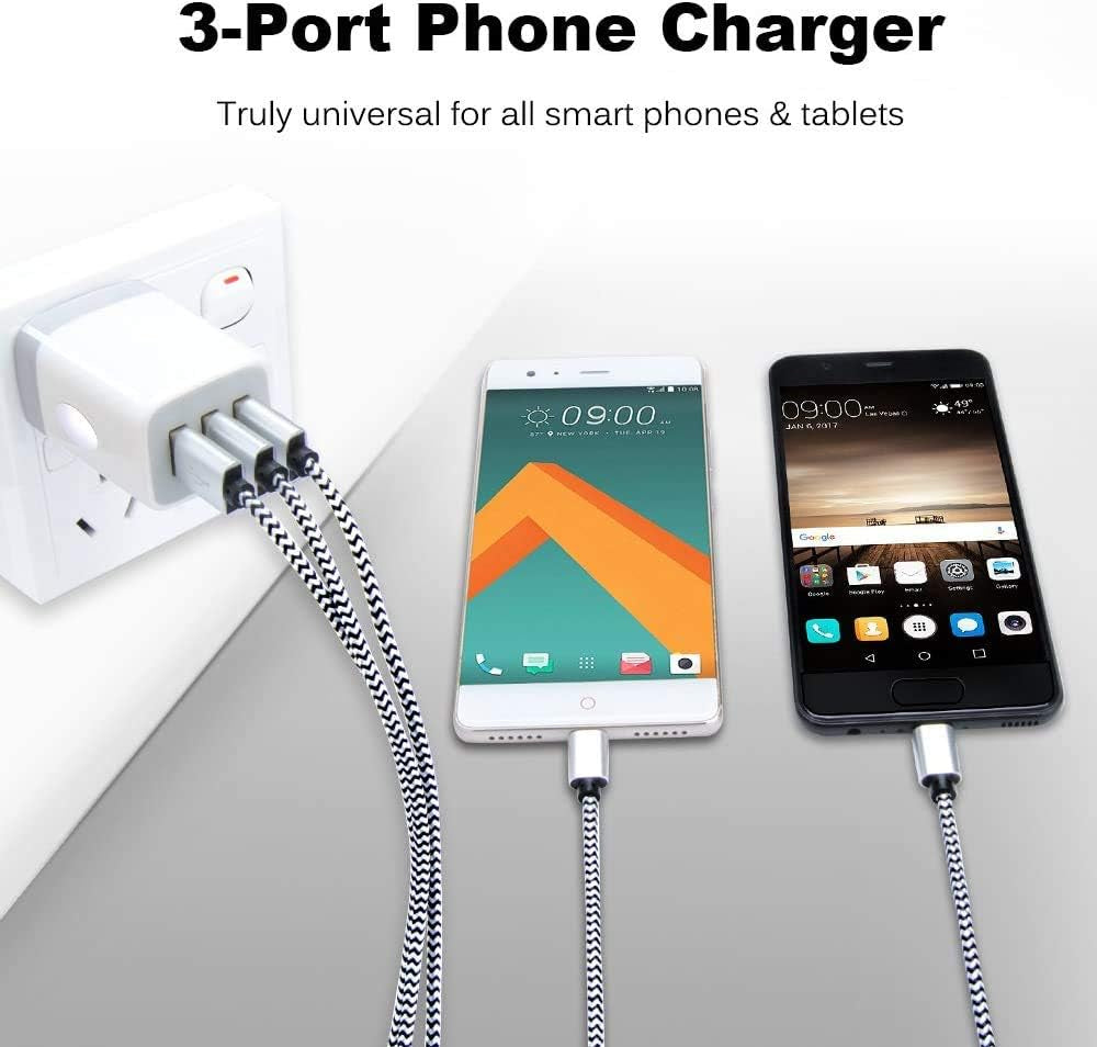 USB Charging Plug, Wall Charger Adapter,  3Pack Universal Travel 3.1A 3Muti Port Fast Charging Block Compatible with Iphone 17 16 15 14 13 SE 12Pro,Samsung Galaxy S26 S25 S24 S23 Ultra, Google